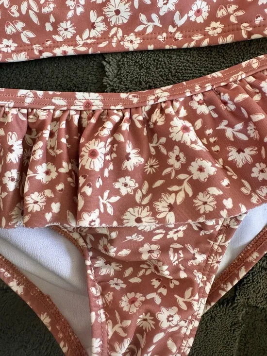 Rust Floral Ruffle Two-Piece Bikini - Picture 2 of 6